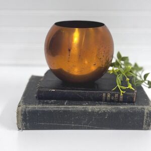 Vintage Copper ball vase- Round planter
